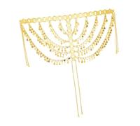 Bijou de cheveux multi-couches avec petits pompons circulaires pour minorités ethniques arabes en métal - Accessoire pour usage quotidien - Chaîne de cheveux arabe