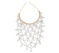 Bijou de cheveux style années folles : couronne de perles et strass accessoire coiffure Art déco pour femme idéal pour les fêtes et les mariages vintage. Couleur : doré.