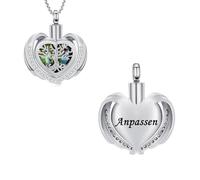 Bijou de crémation arbre de vie - Collier urne funéraire pour cendres - Forme de cœur - Amoureux - Souvenir - Urne commémorative - Acier inoxydable - Pendentif cendres crémation, Acier inoxydable
