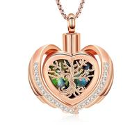 Bijou de crémation arbre de vie - Collier urne funéraire pour cendres - Forme de cœur - Amoureux - Souvenir - Urne commémorative - Acier inoxydable - Pendentif cendres crémation, Acier inoxydable