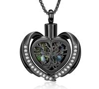 Bijou de crémation arbre de vie - Colliers urne funéraire pour cendres - Forme de cœur - Amoureux - Souvenir urne commémorative - Acier inoxydable - Pendentif cendres crémation - Bijou crémation
