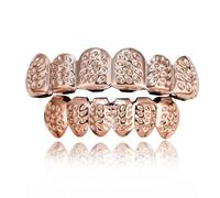 Bijou de Dents Grillz en Forme D, Plaqué Or Style Hip-Hop Ensemble Grillz SupéRieur et InféRieur Accessoires(Pink)