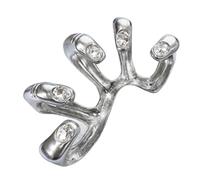 Bijou De Main Statement Interlocked Hands, Bague Sculpturale Multi Doigts En Métal Avec Accents Brillants, Bague Tendance Pour Femme Mode Et Styling (Silver and White)