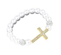 Bijou de poignet extensible avec pendentif religieux compliqué et construction en métal léger Bracelet de perles pour un style quotidien Bracelet religieux élastique, taille unique, Comme décrit