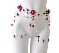 Bijou de taille léger en alliage avec franges en dentelle rouge détachable pour les fêtes et un usage quotidien Accessoire de taille bicolore