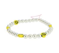 Bijou de Téléphone Bracelet à Perles et Smileys Collection Smile Blanc