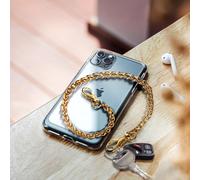 Bijou de Téléphone Chaîne Tissée Maille Palmier Métallique 40cm Doré