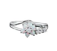Bijou design pour couple Bagues en argent pour femmes, ne pas, Vintage, exquise, opale blanche, Zircon, bague en cuivre, tendance, amour (White, A)