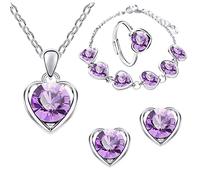 Bijou élégant pour femme - Bleu et cœur - Collier avec pendentif lettre N (violet, taille unique)