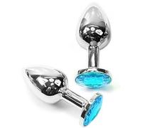 Bijou Érotique Plug Anal en Inox Chirurgical, Plug avec Cristal Couleur au Choix, Grand Moyenne Petite Taille Plug, Livré avec Pochon en Velours (Turquoise, Grand)