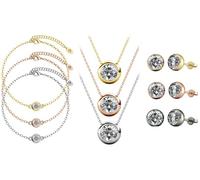 Bijou Moon orné de cristaux autrichiens : Bracelet collier et boucles d oreilles / Or rose