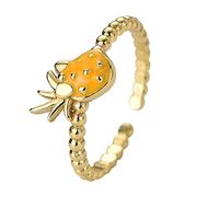 Bijou original cadeau Fruit Ananas Anneau Bijoux Doux Fruits Accessoires Style Mode Polyvalent Anneau Ouverture Peut Être Ajusté Bijoux Cadeaux (Gold, One Size)