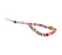 Bijou Téléphone - AVIZAR - Bracelet à Perles Heishi - Smiley - Lettres Happy - Rose