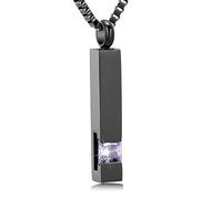 Bijou Urne funéraire en cristal - Collier souvenir - Pendentif Keepsake - Série Black Birthstone