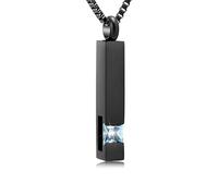 Bijou Urne funéraire en cristal - Collier souvenir - Pendentif Keepsake - Série Black Birthstone