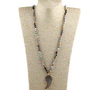 Bijoux 6mm Pierre/Verre Noué Pierre Naturelle Aile Pendentif Collier Pour Femmes Cadeau,bleu,86cm