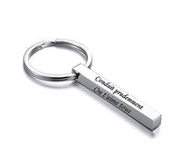 Bijoux à offrir Porte-clés Personnalisé Barre 4 Faces - Gravure Laser Prénom Date Message Coordonnées - Acier Inoxydable - Cadeau Couple Femme Homme, Anniversaire, Crémaillère, Naissance