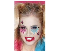 BIJOUX ADHÉSIFS VISAGE HARLEY QUINN Rouge, Bordeaux