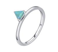 Bijoux Argent Prime Bague Tortue Opale Or Blanc 9K Au375 4X4.4mm Forme Triangulaire Taille 61.5 pour Lesbienne Épouse