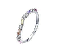 Bijoux Argent Soeur Bague Cercle Zirconium Or Blanc 9K Au375 1.45mm Forme Rectangulaire Multicolore Taille pour Épouse Sœur