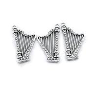 Bijoux argentés antiques à breloques pour travaux manuels, travaux manuels, travaux manuels, perles, fournitures U1YZ2O Harpe irlandaise Argent vieilli