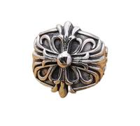 Bijoux, bague vintage thaïlandaise en argent avec fleur et croix - Cadeau pour amoureux - Taille unique