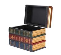 Bijoux Boîte Coffres à Trésor en Bois, Boîte de Rangement de Forme de Livre de Simulation Vintage Décor de Support de Bijoux, pour Jouets Outils Souvenir et Objets Variés(Large)