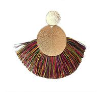 Bijoux cadeau Boho rond fan de géométrie fan pendentif gland - rouge Nouveau publié