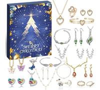 Bijoux Calendrier de l'Avent Femmes 2024 Filles 24 surprises Bracelet Collier Bague Boucles d'oreilles