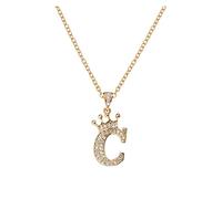 Bijoux Chaîne Pack Colliers Colliers Bijoux Couronne 26 Lettres Anglaises Plein Pendentif Collier Pour Femmes Couronne Strass Colliers Pour Femmes AZ 26 Alphabet Initiale Bijoux Colliers (C, One Size)