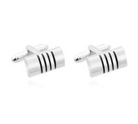 Bijoux classiques pour hommes pour chemise, combinaison, boutons de manchette demi-cylindre, boutons de manchette noirs rayés pour sport, cadeau pour homme très sportif, teinte argentée