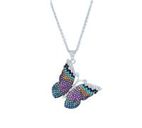 Bijoux Dames Fashion Paillettes Papillon 925 Collier de Filles en Argent Sterling Pendants pour la fête d'anniversaire pour Femmes Nighthawk Beaux Bijoux Teen Girl s