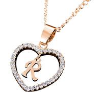 Bijoux d'anniversaire de mariage de la Saint-Valentin 26 lettres de l'alphabet de A à Z Initiale avec pendentif en forme de cœur avec zircones cubiques Collier pour femme, cadeau pour femme Collier