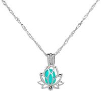 Bijoux d'anniversaire de mariage de la Saint-Valentin Collier avec Pendentif de Lotus Creusé Glow in The Dark Chaîne de Bijoux Lumineux, Cadeau pour Femmes Collier pour Enfants et Enfants Durable