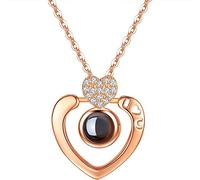 Bijoux d'anniversaire de Mariage de la Saint-Valentin Je t'aime 100 Langues Projection de la lumière Collier Pendentif Rond/Coeur Bijoux, Cadeau pour Femme Collier Enfant - Coeur en Or roseDurabilité