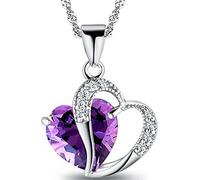 Bijoux d'anniversaire de Mariage de la Saint-Valentin Lady Fashion Heart Shape Purple Pendentif Collier Bijoux Charme Cadeau, Cadeau pour Femmes Enfants Enfant collierUn Design Intelligent
