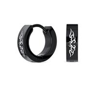 Bijoux De Biker Petites Ailes D'Ange Gardien Spirituel Boucles D'Oreilles Noires Huggie Hoop Kpop Pour Hommes Ou Femmes Adolescents Acier Inoxydable Ton Argent Plaqué Noir Ip