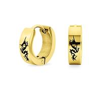 Bijoux De Biker Unisexe Petit Anneau De Dragon Asiatique Boucles D'Oreilles Huggie Kpop Pour Hommes Femmes Adolescents Ton Or Acier Inoxydable