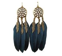 Bijoux de Bohême Feather Design Long Dream Catcher Boucles d'oreilles à crochet pour Lady Girls Elega