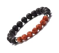 Bijoux de charme Bracelet de pierres précieuses, bracelets de perles de lave noire naturelle, bracelets de perles de sable brun polygonal, bracelet en cristal élastique bijoux en cristal de mode for h