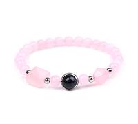 Bijoux de charme Bracelets de perles, bracelet en cristal de perles de quartz rose naturel, bracelets pendentif pyramide rose, bracelets de perles élastiques bijoux en cristal de mode for hommes femme