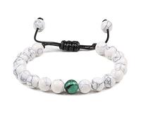 Bijoux de Charme Bracelets de Perles, Bracelets tressés Bracelets de Perles de Pierre de pin Blanc de Malachite Verte Naturelle Bracelets de Perles réglables Bijoux en Cristal Reiki for Hommes Femmes