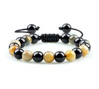 Bijoux de Charme Bracelets de Perles, Bracelets tressés Naturel Noir Onyx Jaune Oeil de Tigre Pierre Perles Bracelets Bracelets de Perles Réglables Reiki Cristal Bijoux for Hommes Femmes