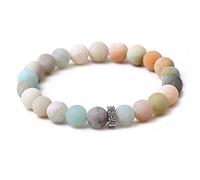 Bijoux de Charme Bracelets de Perles, Perles d'Amazonie Mates Naturelles Bracelets de Perles, Bracelets pendentifs Ronds ondulés en Argent, Bracelet en Cristal élastique Bijoux en Cristal de Mode for