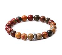 Bijoux de charme Bracelets de perles, perles d'onyx rayées marron naturel Bracelets de perles, bracelets pendentifs ronds ondulés en argent, bracelet en cristal élastique bijoux en cristal de mode for