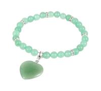 Bijoux de charme Bracelets en perles, Bracelet de perles de pierre verte de l'aventurine verte naturelle, bracelet de pendentif coeur vert, bracelet en cristal élastique bijoux en cristal pour