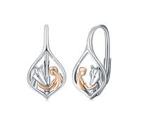 Bijoux de cheval pour filles en argent sterling 925 or rose cheval petites boucles d'oreilles créoles chaîne pour femmes filles câlin cheval bijoux cadeau pour femmes enfants mère fille (B)