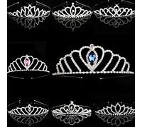 Bijoux de cheveux diadèmes de couronne pour femmes bleu princesse diadèmes couronnes bandeau enfants filles spectacle de mariée bal de promo mariée demoiselle d'honneur cadeau accessoires de fête