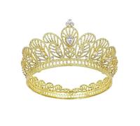 Bijoux de cheveux diadèmes de couronne pour femmes Vintage couleur or cristal reine diadèmes de mariée grande couronne ronde accessoires de cheveux de mariage strass diadème de concours de beauté