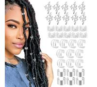 Bijoux de cheveux - Lot de 40 anneaux élégants pour tresses de cheveux | Perles de dreadlocks | Raings de cheveux pour tresses de festivals, looks de fête, cosplay et décoration de cheveux quotidienne